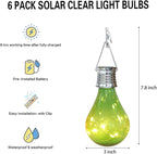 pearlstar Solar Light Bulbs Outdoor Waterproof Garden Camping Hanging LED Light Lamp Bulb Globe Hanging Lights for Home Yard Christmas Party Holiday Decorations (6 Pack-Solar Light Bulbs)