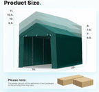 ADVANCE OUTDOOR 10x20 ft Heavy Duty Carport Garage Shelter, Adjustable Height (6.5-11ft) Waterproof Canopy with Removable Sidewalls for Cars, RV, Boat, Truck, Party - Green