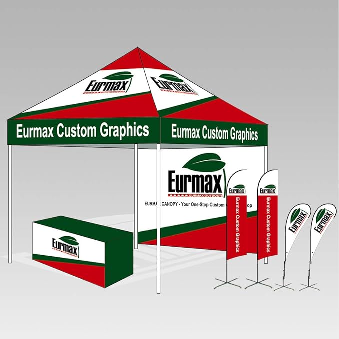 Eurmax USA 10'x10' Pop-up Canopy Tent Commercial Instant Canopies with 4 Removable Zipper End Side Walls and Roller Bag, Bonus 4 SandBags(Khaki)