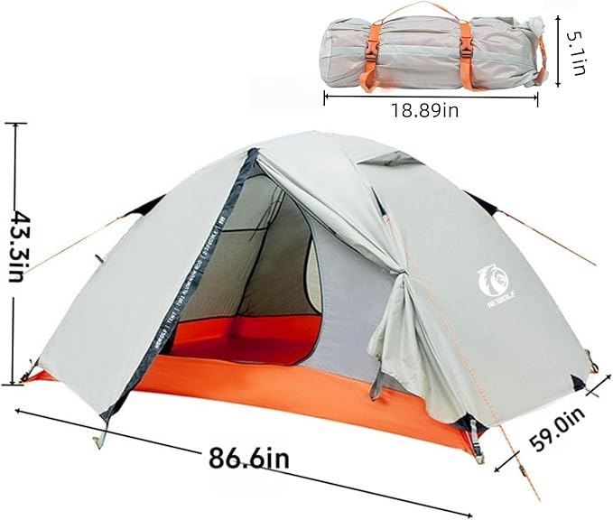 Waterproof Backpacking Tent 2 Person, Double-Layer Warm Rainstorm-Proof Outdoor Tent, Lightweight and Suitable for Hiking, Mountain Climbing and Camping in The Wild