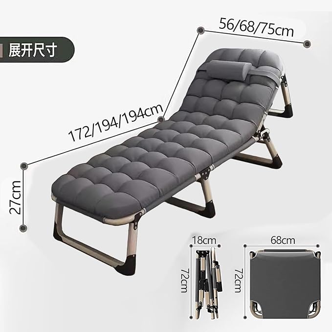 Portable Bed for Adults with Mattress Sleeping Cots for Adults Portable Folding Bed Cot Lounge Chair for Beach Lawn Camping Pool Sun Tanning(172 * 56 * 27cm)