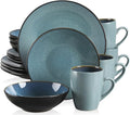 GaRcan Dinner Plate Tableware Set Vintage Ceramic Stoneware Set with Dinner&Dessert Plate,Bowl,Coffee Cups/Green-48-Piece (Green16piece)