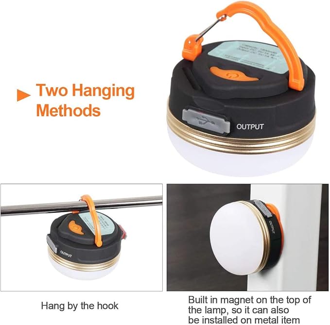LED Camping Lantern, Rechargeable Portable Tent Light, 300LM,3 Light Modes,1800mAh Power Bank, Magnet Base,Electric Lantern Flashlight for Camping/Hiking/Fishing/Hurricane/Emergency(2 Packs)