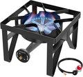 BESTFIRE 200,000 BTU Heavy Duty Propane Burner, High Pressure Outdoor Gas Stove with 0-20 PSI Adjustable Regulator & Hose, Portable Single Burner for Home Brewing, Turkey Fryer, Wok Cooking & Camping