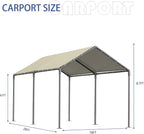 Carport 10x20 Ft Heavy Duty Canopy Steel Canopy Storage Shed,Portable Party Tent,Portable Garage All-Season Tarp for Carport Floor Fixing Beige
