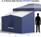 Camping Cube Side Tent for 10x10 Pop Up Canopy, Waterproof Gazebo Room with Mesh Windows, Easy Setup Canopy Side Tent for Family Camping, Market Booth, Backyard Use (Canopy Not Included)