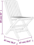 Folding Patio Chairs 2 pcs,Outdoor Chairs,Club Chairs,Decorative Chair,Camping Chair,Camping Chair,Reception Chair,Bistro Chair,for Patio,Balcony,Party,18.5"x18.5"x35" Solid Wood Teak