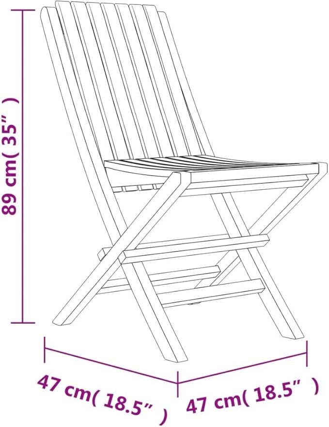 Folding Patio Chairs 2 pcs,Outdoor Chairs,Club Chairs,Decorative Chair,Camping Chair,Camping Chair,Reception Chair,Bistro Chair,for Patio,Balcony,Party,18.5"x18.5"x35" Solid Wood Teak