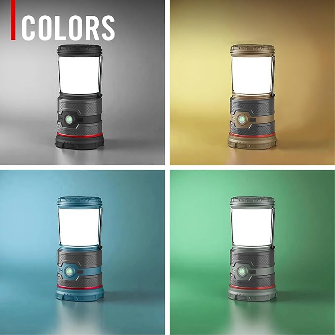 COAST EAL35R 1000 Lumen Voice-Controlled LED Emergency & Camping Area Lantern with Warm, Cool White, Day, Red & Red Flashing Mode, Power Bank Functionality - Black