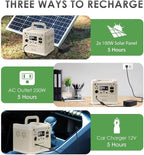 RAINBOW Portable Power Station 320W, 298Wh Backup LiFePO4 Battery, 2 x 110V/320W(Peak 640W) AC Outlets, Solar Generator for Outdoor Camping, Quick Charge for Home, Hiking