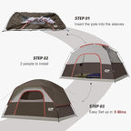 Tents for Camping 6 Person Tent Waterproof Windproof Double Layer Family Camping Tent, Easy Setup Dome Tent with Large Mesh Windows & Wider Door for Outdoor Camping & Hiking