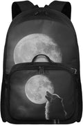 Moon Wolf Backpack for Men Cool Bookbag with Lunch Bag Large Capacity School Bag with Detachable Lunch Box for College Travel Camping Casual Book Bag