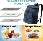 25L Insulated Cooler Backpack – Leak Proof Travel Back Pack Cooler for Hiking, Camping, Beach, Picnic & Outdoor Adventures – Large Capacity Soft Cooler Bag for Men & Women, Keep Food - Drink Cold