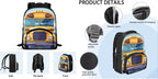 School Bus School Backpack for Boys 6-8 Kindergarten Book Bag with Lunch Box and Pencil Pouch Casual Daypack Laptop Backpacks Camping Travel Outdoor Kids Shoulder Bag