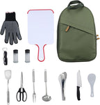Portable Camping Cookware Set with Storage Bag Outdoor Tableware Kit for Hiking Picnics Includes Utensils and Cookware for Camping Supplies Olive Green