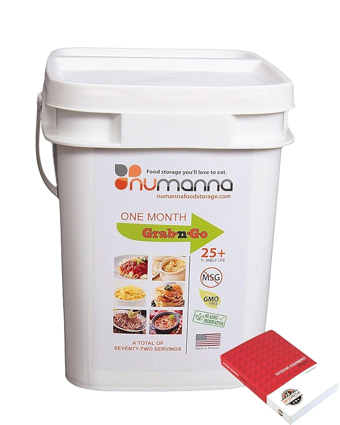 Numanna Grab-n-Go Bucket – 80 Servings, 12 lbs | Freeze-Dried Premade Meals | Ready-to-Eat Breakfast & Dinner | Non-Perishable, 25+ Year Shelf Life | Emergency & Survival Food Kit | Made in USA | Pack of 1