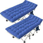 2 Pack Camping Cot with Mattress Comfortable Cot Bed Folding Cot Heavy Duty Cots for Sleeping with Carry Bag for Adults Kids Guest Bed Outdoor Indoor Home