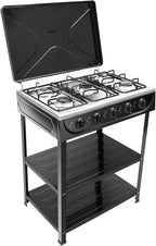 Gas Stove Outdoor Camping Stove, Portable 5-Burner Propane Stove Stand, Freestanding Rectangular Gas Cooktop, Cooking Stove for Rv Apartment Outdoor