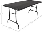 Lavish Home Portable Folding Tables - Lightweight Portable Folding Desk - 6-Foot-Long Plastic Table for Camping, Playing Cards, Parties, and Dining (Single/Black)