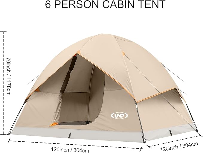 unp 6 Person 4 Season Dome Tent, Easy to Set Up for Camping & Hiking, Lightweight & Portable, Green