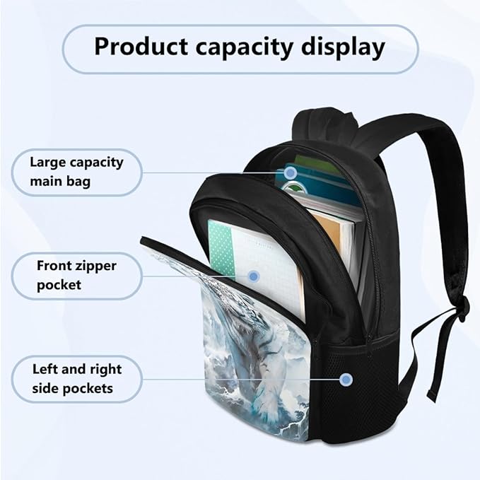 Tiger Backpacks with Lunch Box for Boys Back to School, 5th Grade Boy Backpack 4 PCS Set Lunch Box Large Water Bottle Holder Pencil Case for Kids Back to School