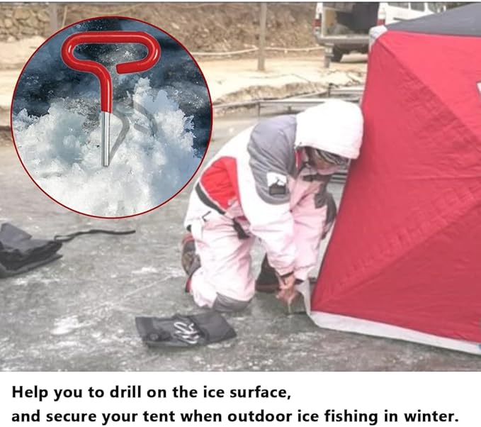 Winter Ice Anchor Drill for Fishing Tent, Frozen Lake Ground Nails Screw Accessories, Set of 4