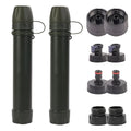 2 Pack Survival Water Filter Straw for Hiking & Camping, 2025 Personal Portable Water Purifier, 3000L Long Life, Includes Bottle & Hydration Bladder Adapters (2, Dark Green, 3x3x19.3cm)