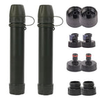 2 Pack Survival Water Filter Straw for Hiking & Camping, 2025 Personal Portable Water Purifier, 3000L Long Life, Includes Bottle & Hydration Bladder Adapters (2, Dark Green, 3x3x19.3cm)