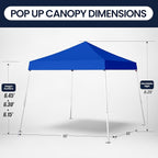 10x10 Pop Up Canopy, 300D Silver Coated Blue Fabric Outdoor Gazebo, Beach Tent Slant Legs with Storage Bag,Easy Up Sun Shade Shelter Tents with 8x8 Top Cover for Patio,Party