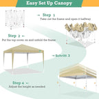 COBIZI 10x10 Pop Up Canopy Tent Without Sidewall, UPF 50+ Waterproof Outdoor Canopy, Instant Tent Portable Canopies Gazebo for Commercial Sun Shade Party Backyard with 4 Sandbags(Khaki)