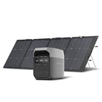 EF ECOFLOW Solar Generator Delta 3 with 220W Bifacial Solar Panel, 1024Wh Portable Power Station, LFP Battery 1800W AC/100W USB-C Output, Full Charge in 56 Min for Home Backup Power, Camping & RVs