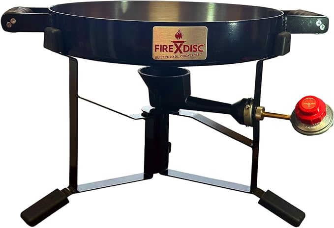 FIREDISC 215 Limited Edition Ultra Portable Tabletop Propane Cooker in Jet Black TCGFD215B, 16.5-in. Plow Disc Camping Stove is an Ideal Portable Stove, Tailgate Grill, Propane Outdoor Cooking