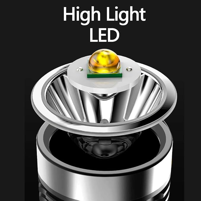 LED Flashlight High Lumens USB Rechargeable Flashlight for Camping, Hiking, Walking, Powerful Emergency Flashlight with 4 Modes for Outdoor Use, Bright Flashlight with Sidelight Lantern