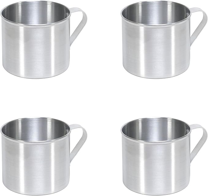 IMUSA 4 Pack 0.7 Quart Aluminum Mug for Stovetop Use or Camping, Silver