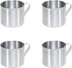 IMUSA 4 Pack 0.7 Quart Aluminum Mug for Stovetop Use or Camping, Silver