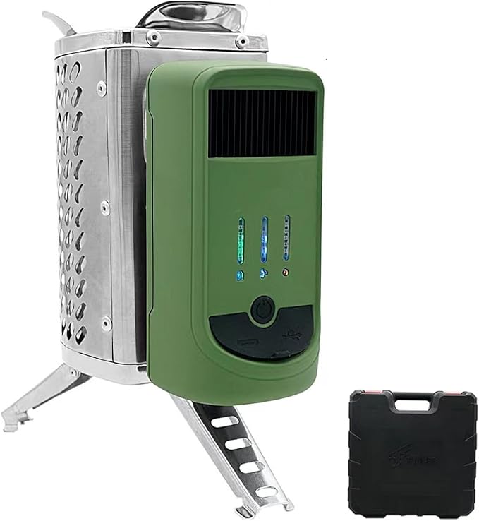 Wood Burning Electricity Generating USB Charging Camping Stove for Outdoor Adventures(Green)