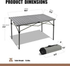 Portable Outdoor Camping Table, Oversize Aluminum Roll Up Lightweight Folding Table for Picnic, Barbecue, Beach, Tailgating, Party, Backyard, Indoor and Outdoor, Stable and Durable