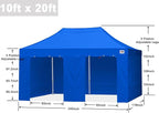 ABCCANOPY Easy Pop Up Canopy Tent with Sidewalls 10X20 Commercial -Series,Royal Blue