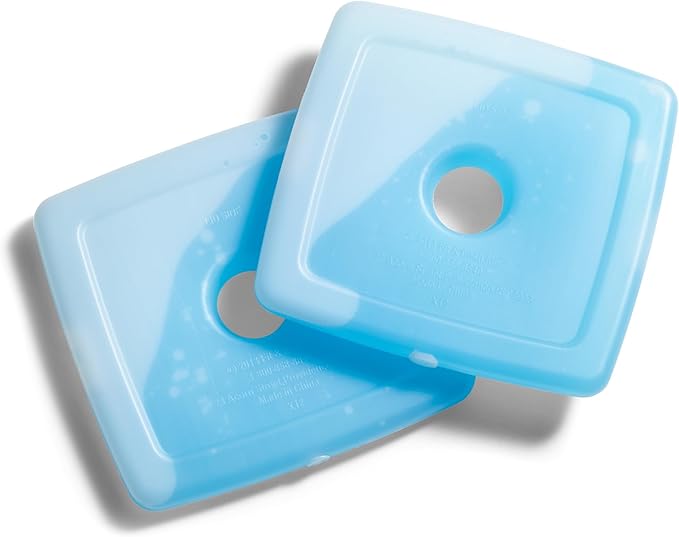 Cool Coolers by Fit & Fresh 8 Count Slim Ice Packs, Quick Freeze Space Saving Reusable for Lunch Boxes or Coolers, Clear Blue Kids Ice, (Pack of 6)