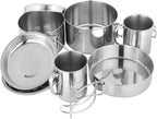 8Pcs Camping Cookware Set - Pot, Pan, Water Cup & Tableware, Portable Mess Kit for Hiking & Picnics