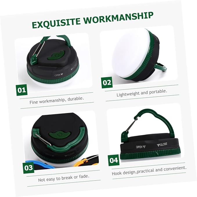 NOLITOY Portable LED Hanging Tent Light for Camping Lightweight Outdoor Lantern for Emergency Use Battery-Powered Green Tent Lamp Compact for Hiking Picnic Backpacking