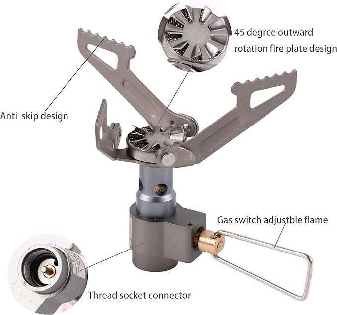Ultralight Backpacking Stove Portable Pocket Stove Titanium Camping Gas Burner only 26g with 1 Extra Backup O-Ring