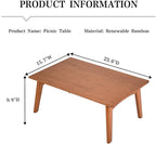 Japanese Floor Table No Assembly Required Bamboo Folding Walnut Coffee Table Bedroom 23.6x15.7x9.8in Furniture Low Tea Table for Sitting on The Floor Walnut Small