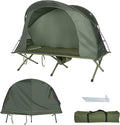 Tangkula 4-in-1 Camping Cot Tent Set, Foldable Off Ground Elevated Tent for 1 Person, Portable with Waterproof External Cover, Air Mattress & Carrying Bag, Ideal for Outdoor Hiking, Camping