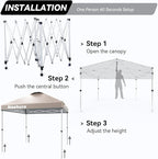 Nazhura 10' x 10' Pop Up Canopy Tent with Sand Weight Bag, Awing for Patio, Freestanding Sun Shelter for Picnic and Camping, One Person Setup, White (Kahki)