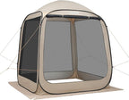 VEVOR 6 x 6 ft Pop up Screen House Tent, 4-6 Person Portable Screen Gazebo, with Carry Bag, Netting Sides & Ground Stakes, Quick Setup, Screened Canopy for Garden, Patio & Backyard, and Outdoor, Beige