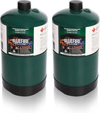 BLUEFIRE(2) 16.4 oz 1Lb Propane tank Replacement Fuel Camping Gas Cylinder Pack of 2 All Purpose Portable Canister mini Propane Gas Tank for Camping Stove Outdoor Backpack Burner Heater Cooking Torch