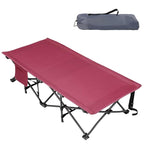 REDCAMP Extra Long Kids Cot for Sleeping 2-7 Years, Portable Travel Toddler Cot Bed with Carry Bag, Lightweight for Outdoor Indoor Home, Wine Red 53''x26''