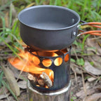 Camping Stove Outdoor Cookware Mess Kit Outdoor Folding Wood Stove Camping Pot Set Bowls Spoon Fork Cutter Tableware Cooking Set (Color : A) (B)