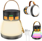 LED Camping Lantern, 1500 Lumens Spotlight Flashlight Rechargeable with Solar Panel Charging, Waterproof Spot Light, 8 Light Modes, 7500mAh, Camping Flashlight for Emergency, Orange&Brown
